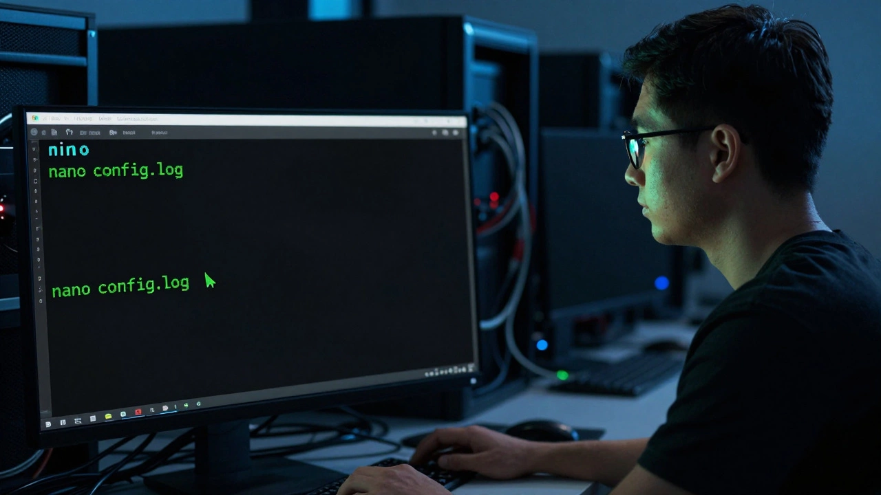 A programmer typing in a Linux terminal with green text on black background.